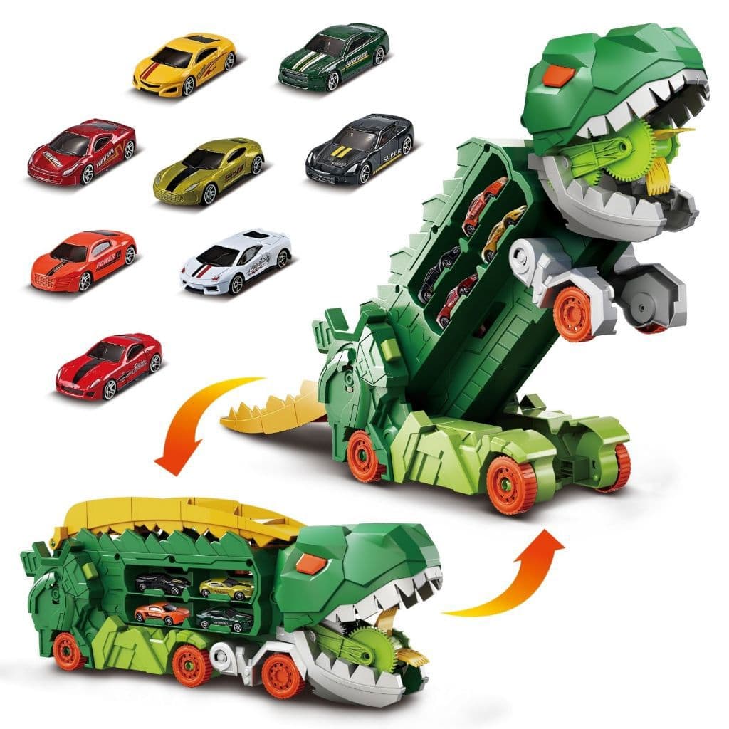 Pista Dinossauro 2 em 1 Caminhão Cegonha Carro Brinquedo com Rampa de Corrida