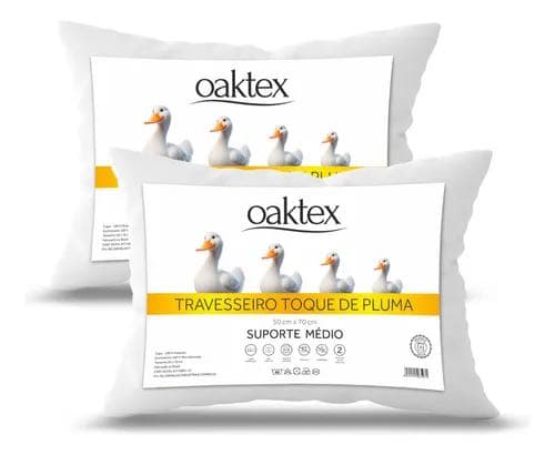 Kit 2 Travesseiros 70x50 Antialérgico Fibra Siliconada Oaktex
