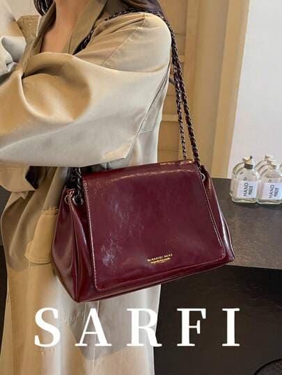 Nova Bolsa de Ombro Feminina de Outono/Inverno, Bolsa Retrô Casual, Bolsa Transversal Burgundy Elegante de Alta Qualidade, Última em Bolsa de Axila, Bolsa de Transporte Universitária, Bolsa de Balde Leve e Prática, Adequada como Presente, Pode ser Usada para Compras, Encontros, Viagens de Negócios e Uso Diário.